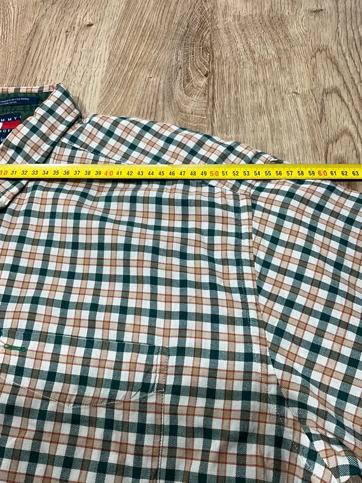 Chemise Tommy Hilfiger XL Vintage 100% Coton Carreaux Vert Beige – photo 12